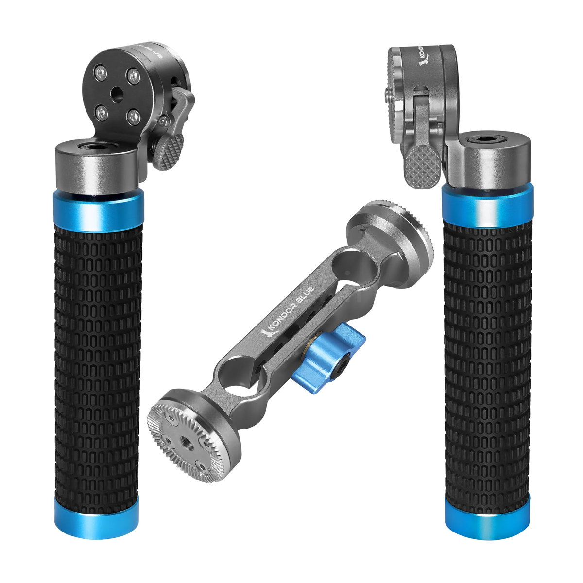 Kondor Blue Quick Release Rosette Hand Grip – Set (Right and Left) + Dual Rod Clamp