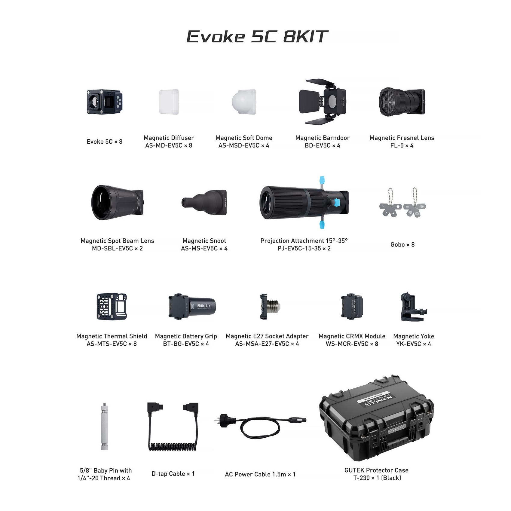 Nanlux Evoke 5C LED Full-color Spot Light 8Kit-4