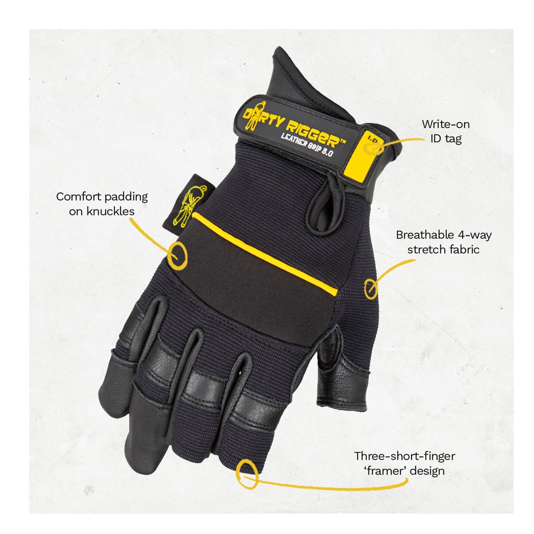 Dirty Rigger – Leather Grip 3.0 Glove – Framer