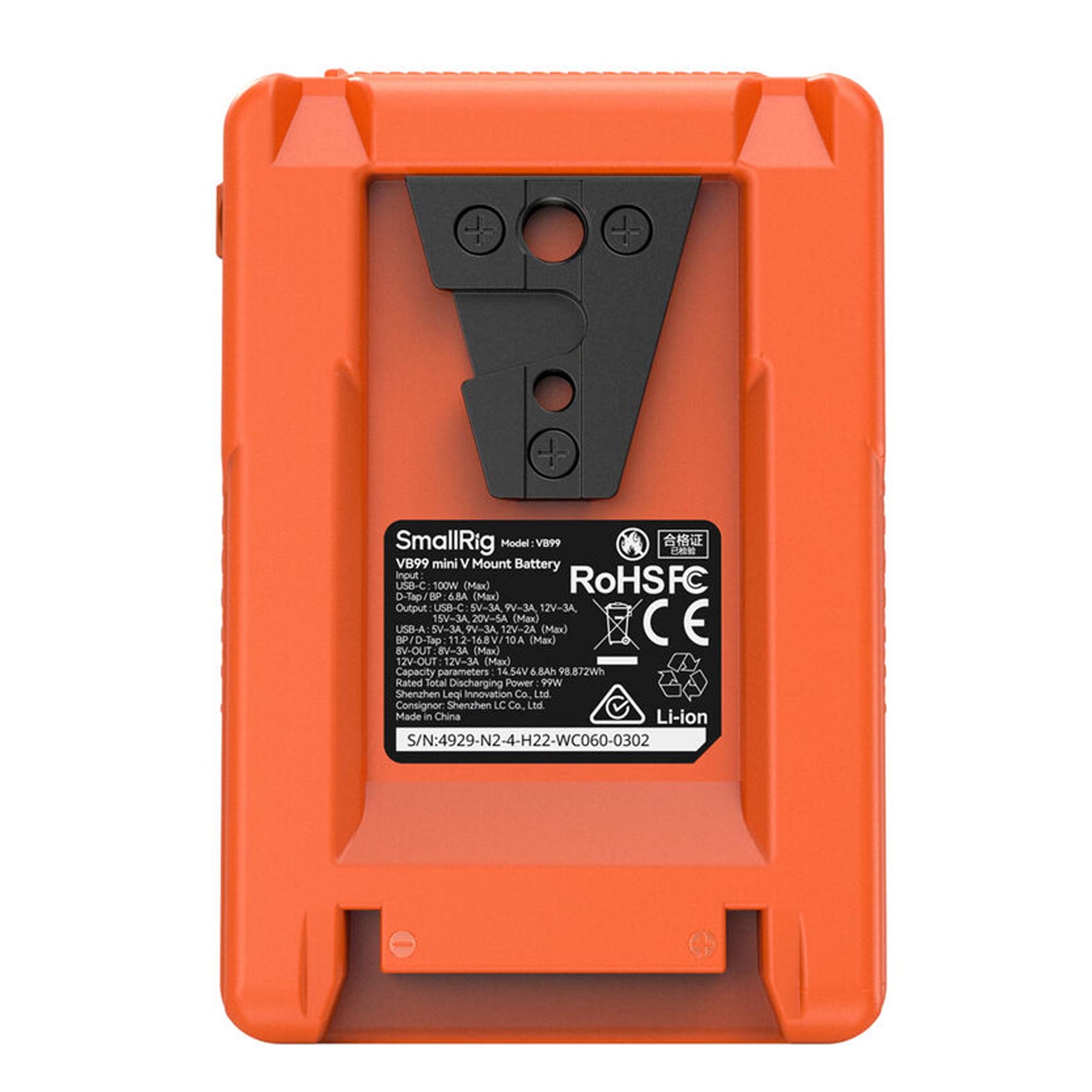 SmallRig VB99 mini V Mount Battery-Orange-2